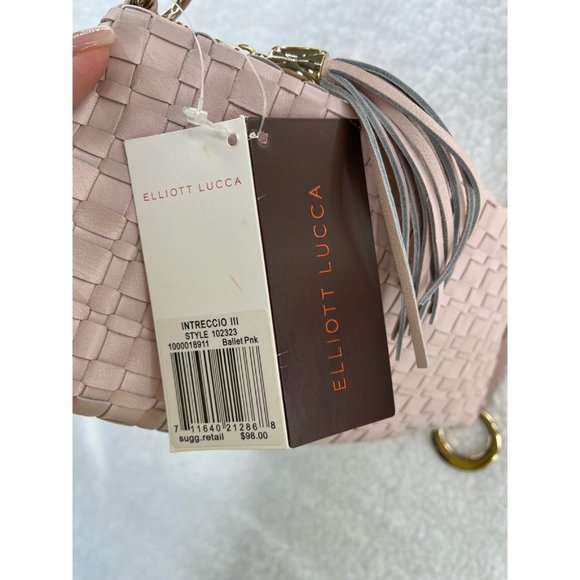 Elliott Lucca Womens Intreccio III Hobo Handbag Pink Basket Wave Sling S New - Picture 9 of 9